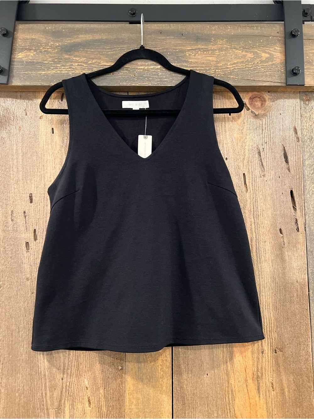 NWT Anthropologie Eri + Ali Black V-Neck Tank Top Sz S Lined